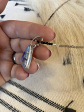 Load image into Gallery viewer, Navajo Sterling Silver &amp; Blue Opal Inlay Pendant