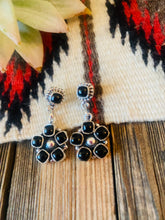 Load image into Gallery viewer, Handmade Black Onyx And Sterling Silver Cluster Dangle Earrings