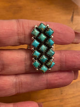 Load image into Gallery viewer, Handmade Royston Turquoise And Sterling Silver Adjustable Ring 1.25”