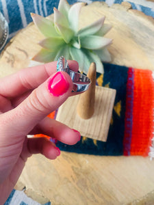 Handmade Sterling Silver & Multi Stone Inlay Kachina Ring Size 9