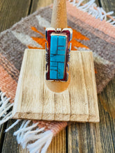 Load image into Gallery viewer, Navajo Sterling Silver &amp; Turquoise Inlay Ring Size 6.5