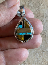 Load image into Gallery viewer, Navajo turquoise petrified wood Pendant