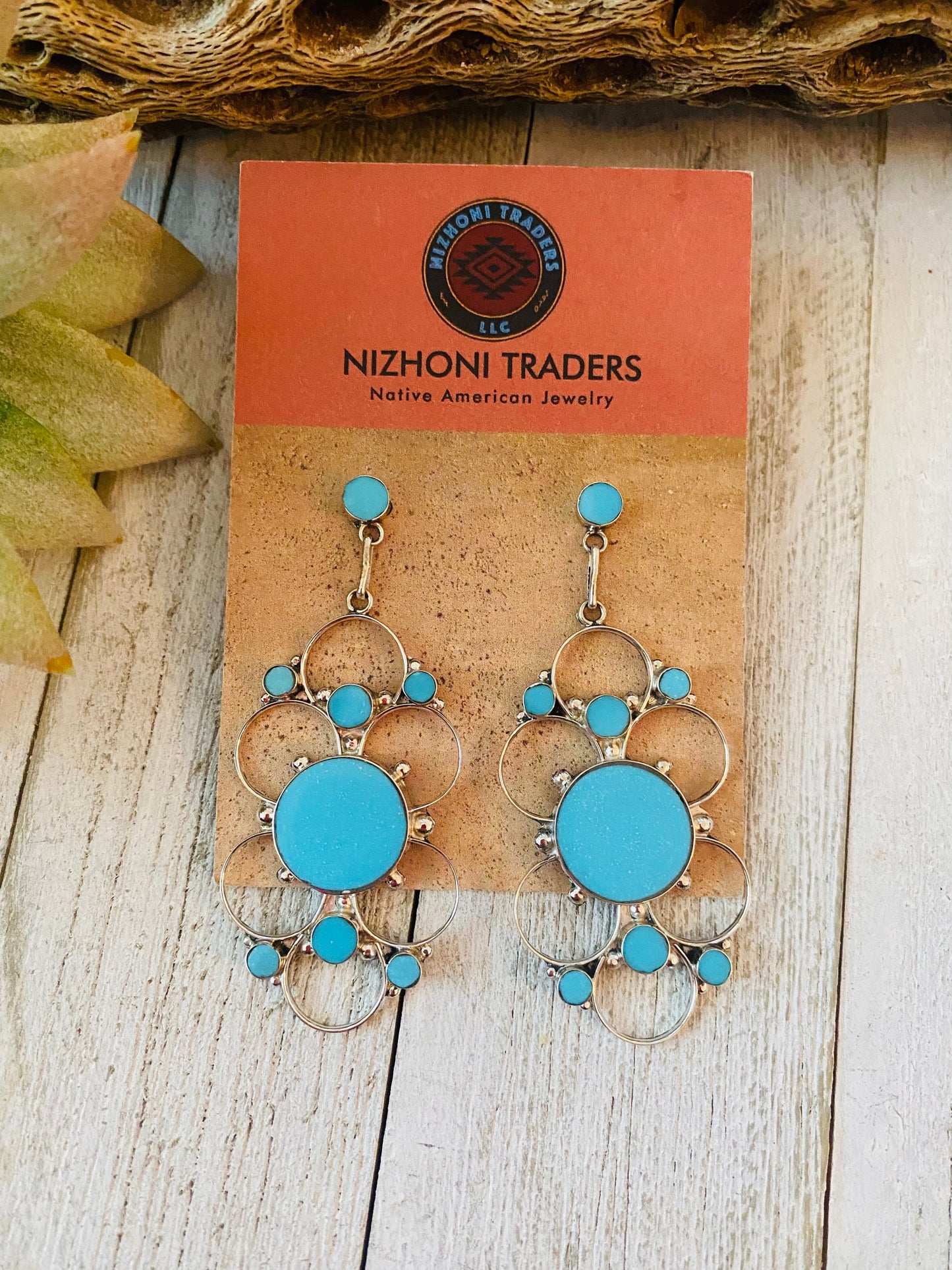 Zuni Sterling Silver & Turquoise Dangle Earrings