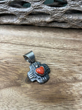 Load image into Gallery viewer, Navajo Sterling Silver Orange Spiny Pendant By Chimney Butte