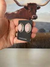 Load image into Gallery viewer, Navajo Sterling Silver Pink Conch Oval Stud Earrings