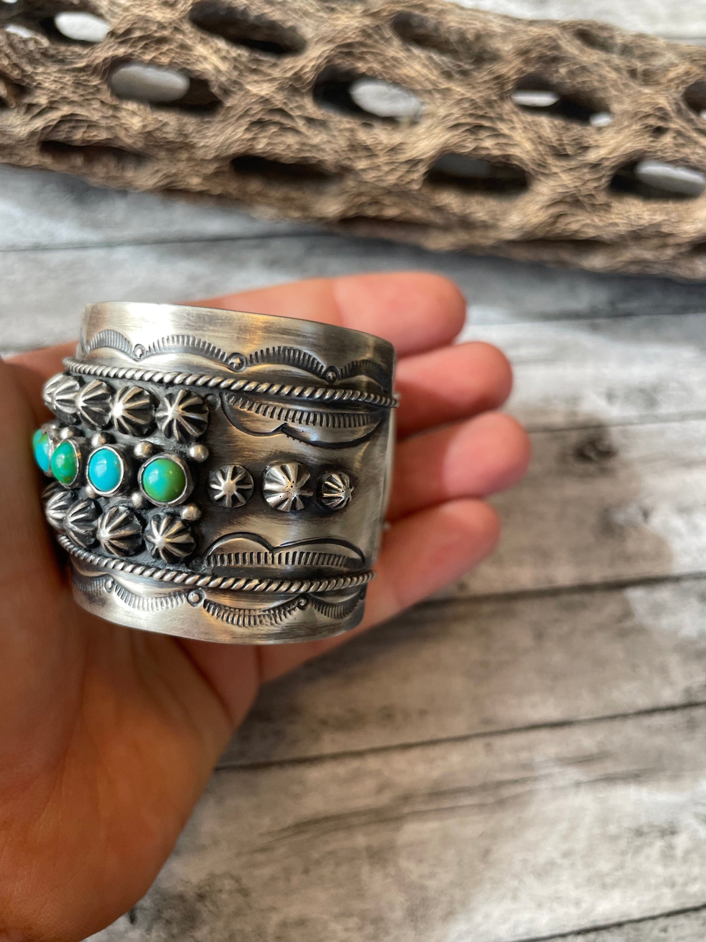 Navajo Sterling Sonoran Mountain Turquoise Bracelet Cuff