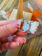 Load image into Gallery viewer, Navajo Sterling Silver, Orange Spiny &amp; Turquoise Inlay Ring Size 6.5