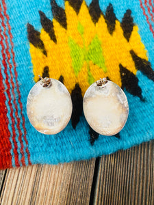 Vintage Navajo Onyx & Sterling Silver Post Earrings