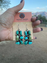 Load image into Gallery viewer, Navajo Rectangular Multi Stone Turquoise Dangles