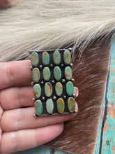 Load image into Gallery viewer, Jacqueline Silver Turquoise Sterling Silver Cluster Ring Size 9 Signed