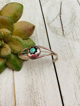 Load image into Gallery viewer, Navajo Sterling Silver &amp; Green Opal Baby Cuff Bracelet