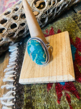 Load image into Gallery viewer, Navajo Gold Canyon Turquoise &amp; Sterling Silver Adjustable Ring by Wydell Billie