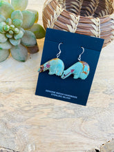 Load image into Gallery viewer, Vintage Zuni Hand Carved Turquoise Fetish Bear Earrings