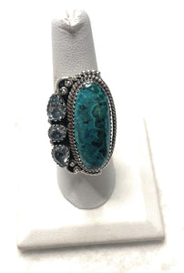 Handmade Mojave Turquoise & Topaz Adjustable Ring