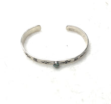 Load image into Gallery viewer, Navajo Hand Stamped Sterling Silver &amp; Turquoise Cuff Bracelet Signed B Shorty