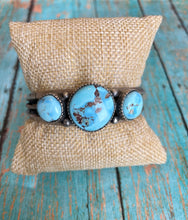 Load image into Gallery viewer, Navajo Golden Hill Turquoise &amp; Sterling Silver Cuff Bracelet