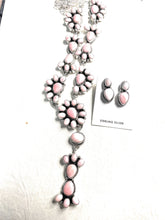 Load image into Gallery viewer, Navajo Queen Pink Conch Shell And Sterling Silver Necklace Earrings Set By Sheila Becenti