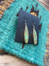 Load image into Gallery viewer, Navajo Number 8 Turquoise &amp; Sterling Silver Inlay Dangle Earrings Signed