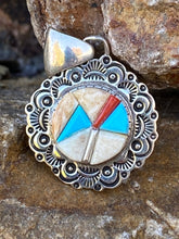 Load image into Gallery viewer, Navajo Turquoise, Coral &amp; Mother of Pearl Pendant Necklace