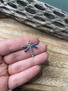 Sterling Silver And Blue Fire Opal Inlay Dragonfly Pendant