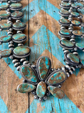Load image into Gallery viewer, Royston Turquoise Squash Blossom Set By Navajo Artist Jacqueline Silver