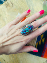 Load image into Gallery viewer, Handmade Sterling Silver &amp; Multi Stone Inlay Ring Size 6.5