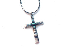 Load image into Gallery viewer, Navajo Sterling Silver &amp; Turquoise Cross Pendant Signed Martha Cayatineto