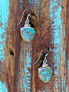 Turquoise 8 & Sterling Silver Inlay Berry Dangle Earrings
