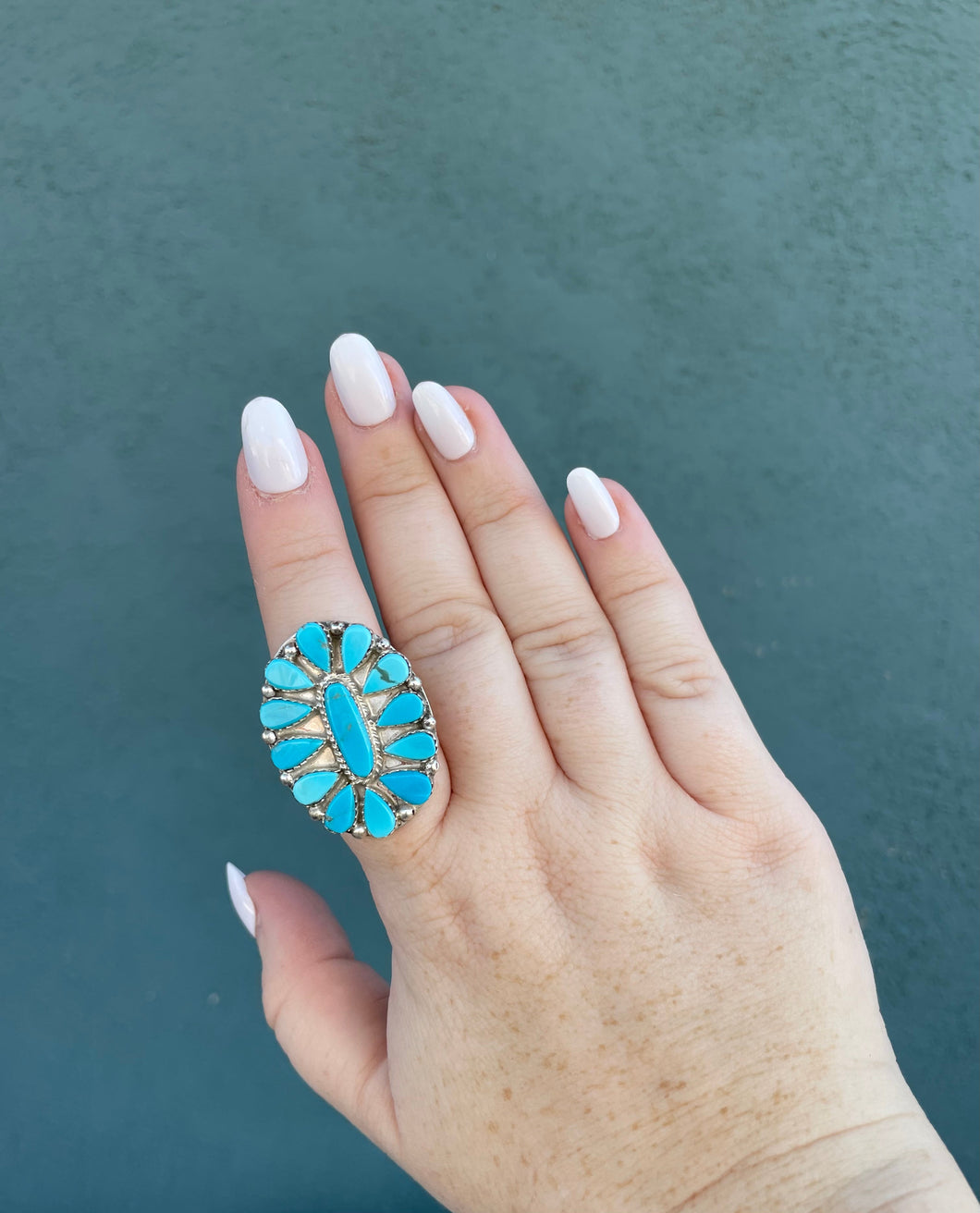 Navajo Turquoise And Sterling Silver Statement Ring