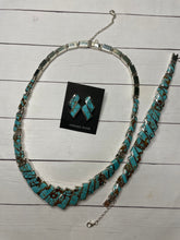 Load image into Gallery viewer, James Manygoats Inlay #8 Turquoise Necklace Bracelet Earrings Set