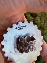 Load image into Gallery viewer, Shawn Cayatenito Cluster Turquoise &amp; Coral Sterling Silver Ring Sz 10 Signed