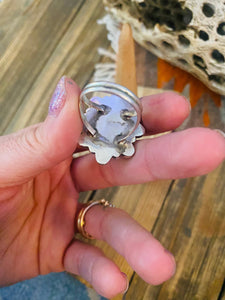 Old Pawn Vintage Navajo Sterling Silver & Opal Cluster Ring Size 8.5