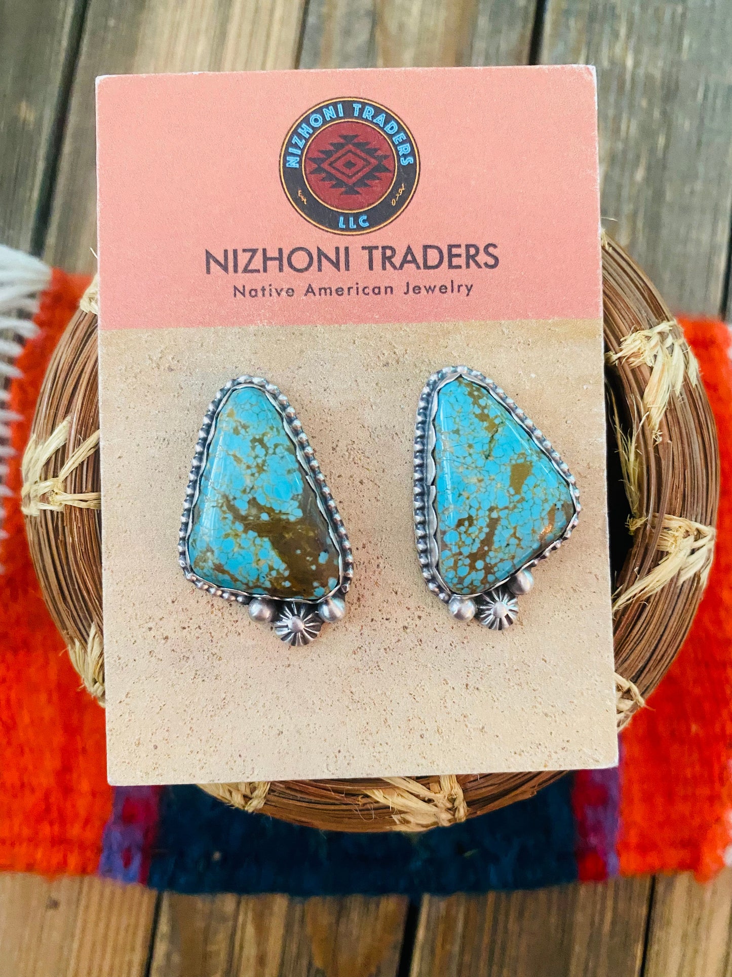 Navajo Sterling Silver & Royston Turquoise Post Earrings