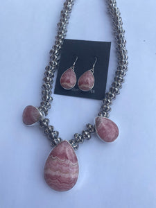 Navajo Rhodonite & Sterling Silver Beaded Necklace Set