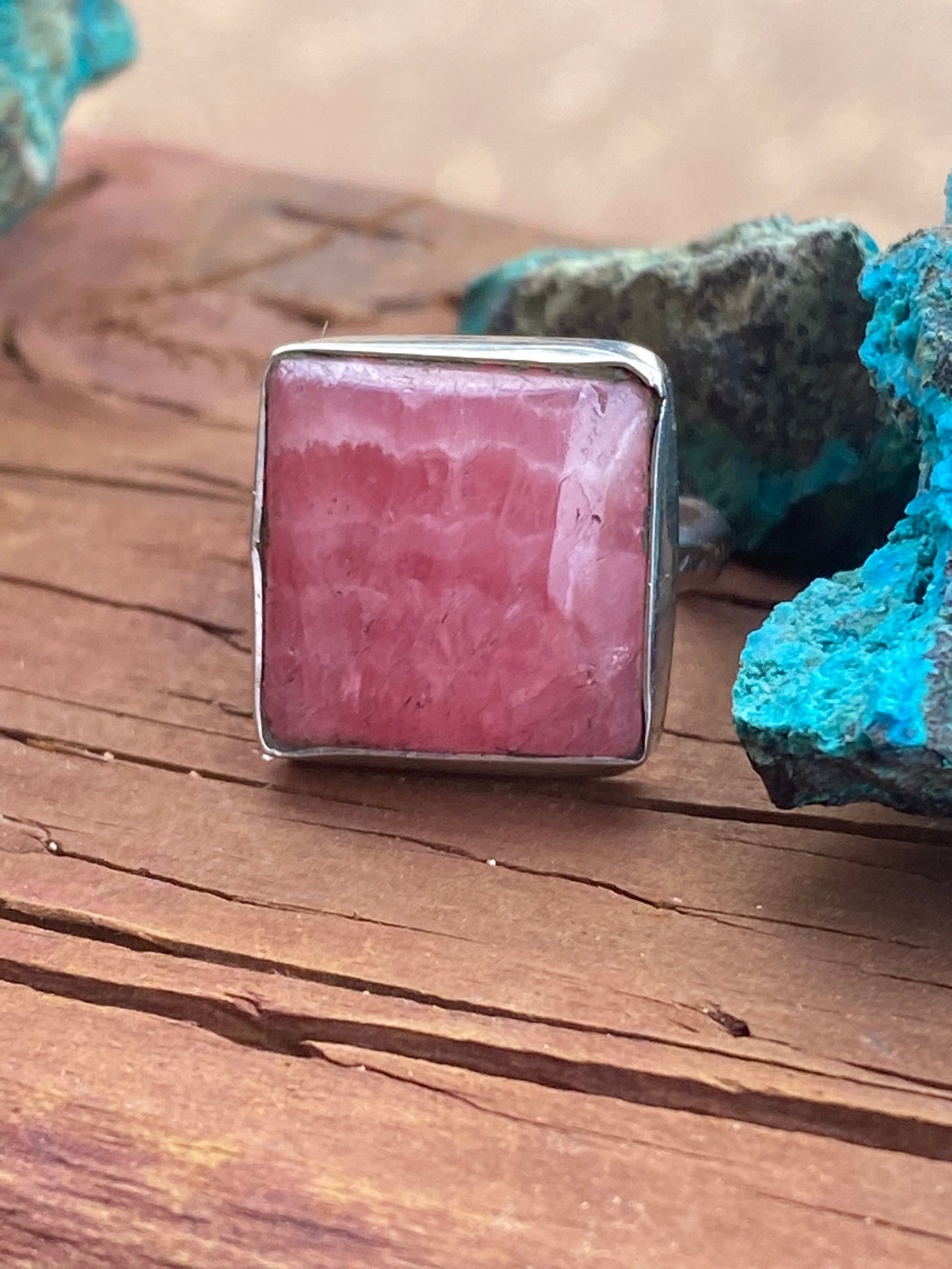 Navajo Sterling Silver & Rhodochrosite Rings Signed