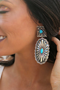 The Susie Sterling Silver & Turquoise Earrings - Triangle T Boutique