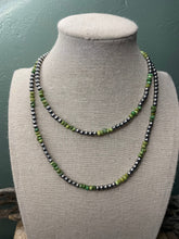 Load image into Gallery viewer, Navajo Royston Turquoise Sterling Silver Navajo Beaded Necklace 30Inches