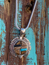 Load image into Gallery viewer, Navajo Rolled Inlay Pendant Necklace with Turquoise, Onyx, Coral, Petrified Wood