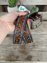 Load image into Gallery viewer, The Tammy Leather Belt - Turquoise Floral