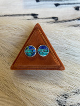 Load image into Gallery viewer, Navajo Blue Opal Inlay &amp; Sterling Silver Stud Earring