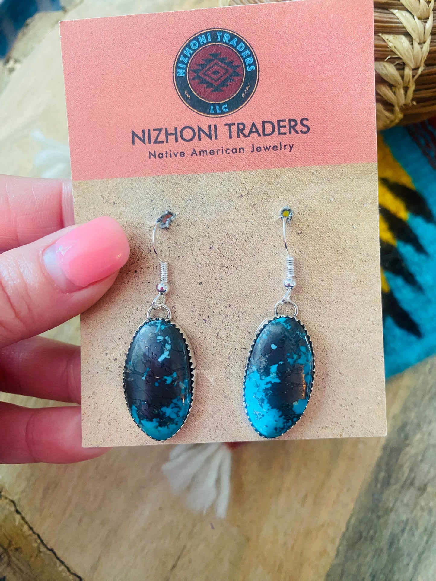 Navajo Turquoise & Sterling Silver Dangle Earrings