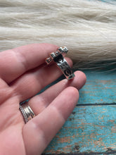Load image into Gallery viewer, Handmade Sterling Silver, Orange Spiny &amp; Turquoise Cluster Adjustable Ring Signed Nizhoni
