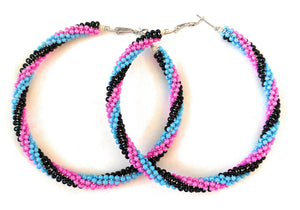 Navajo Handmade Beaded Hoop Earrings