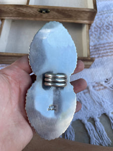 Navajo Kingman And Sleeping Beauty Turquoise Sterling Silver Statement Ring Sz 8