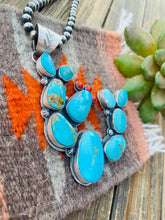 Load image into Gallery viewer, Navajo Sterling Silver, Turquoise &amp; Coral Cactus Pendant