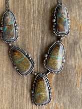 Load image into Gallery viewer, Ribbon Turquoise And Sterling Silver Necklace Set Signed