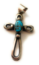 Load image into Gallery viewer, Navajo Sterling Silver &amp; Turquoise Cross Pendant