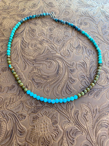 Navajo Multi Turquoise & Sterling Silver Beaded 16 Inch Necklace