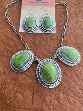 Load image into Gallery viewer, Navajo Gaspeite &amp; Sterling Silver Necklace Set by Larry Kaye