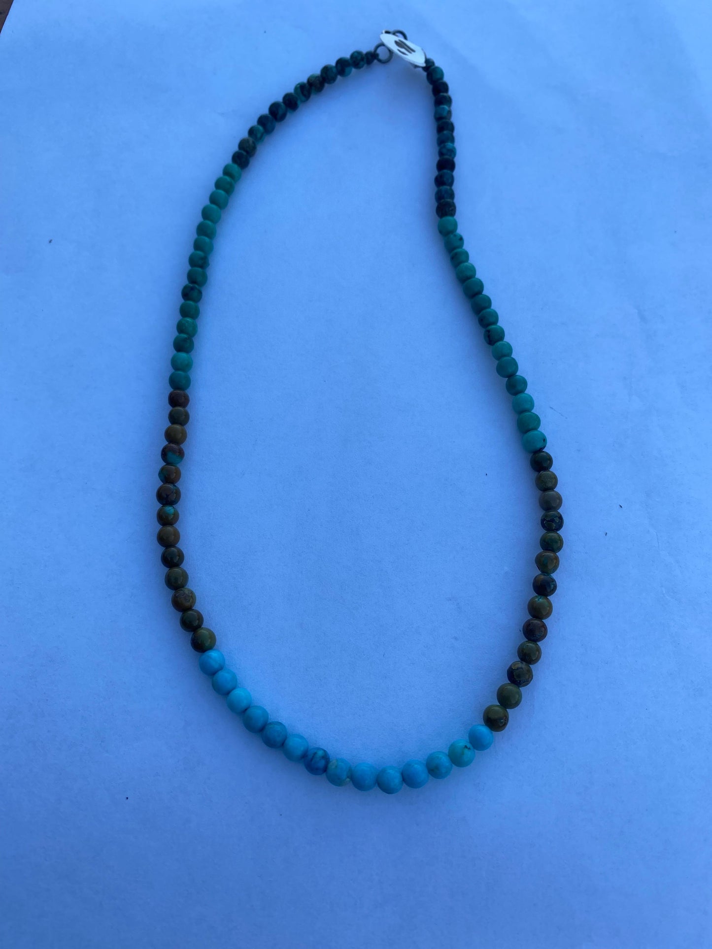 Navajo Multi Turquoise & Sterling Silver Beaded 16 Inch Necklace